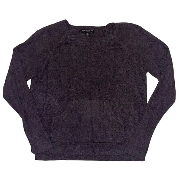 Barefoot Dreams CozyChic Lite Raglan Pullover Sweater M Style 914 Gray Pocket - Picture 2 of 7